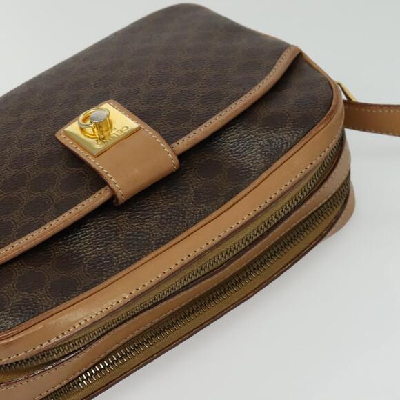 CELINE Macadam Canvas Shoulder Bag Pvc Leather Brown Gold - Picture 6 of 13